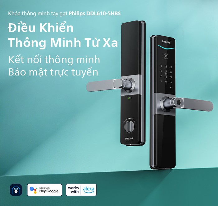 Khóa Thông Minh Philips DDL610-5HBS mở khóa từ xa