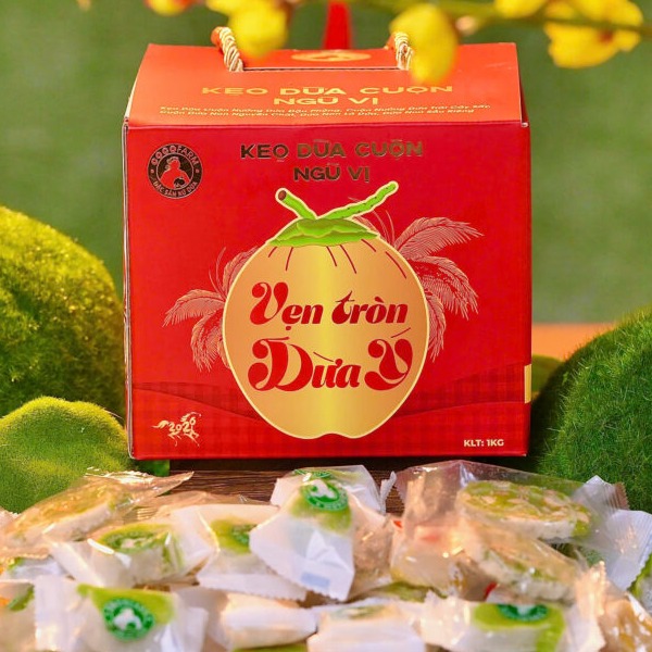 Kẹo dừa cuộn ngũ vị 1kg - cocofarm