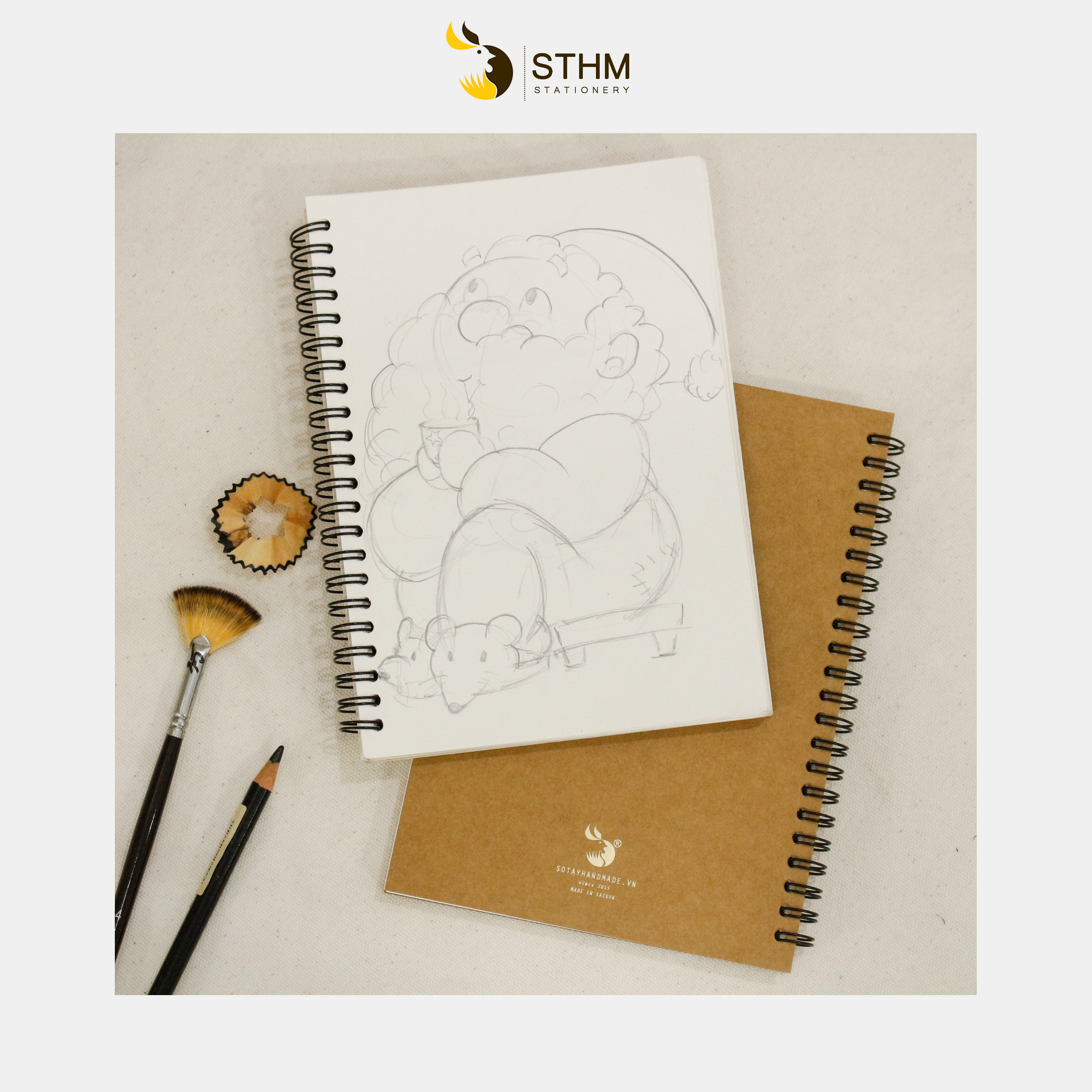 Sổ tay vẽ chì - Sketchbook basic - A6- bìa kraft
