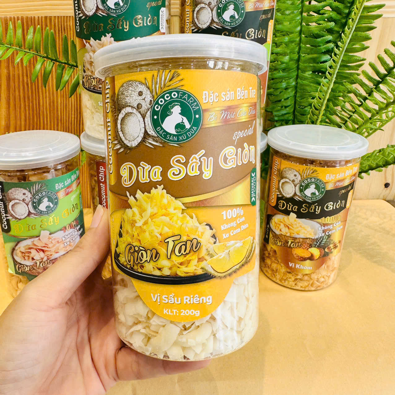 Dừa sấy giòn vị sầu riêng 200g - cocofarm