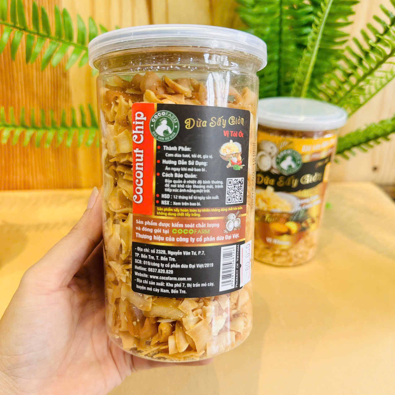 Dừa sấy giòn vị tỏi ớt 200g - cocofarm