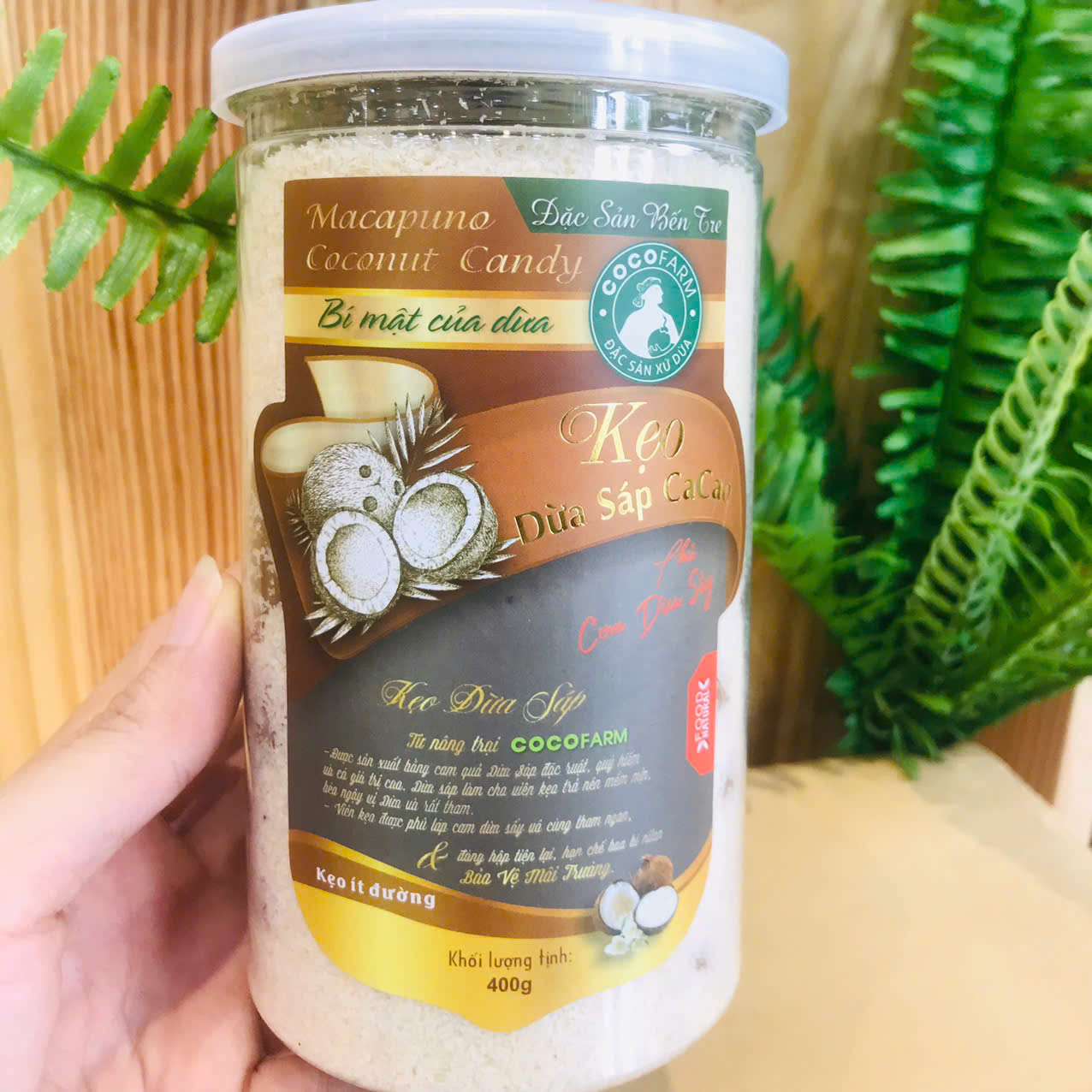 Kẹo dừa Sáp hoa tuyết vị cacao 400g - cocofarm