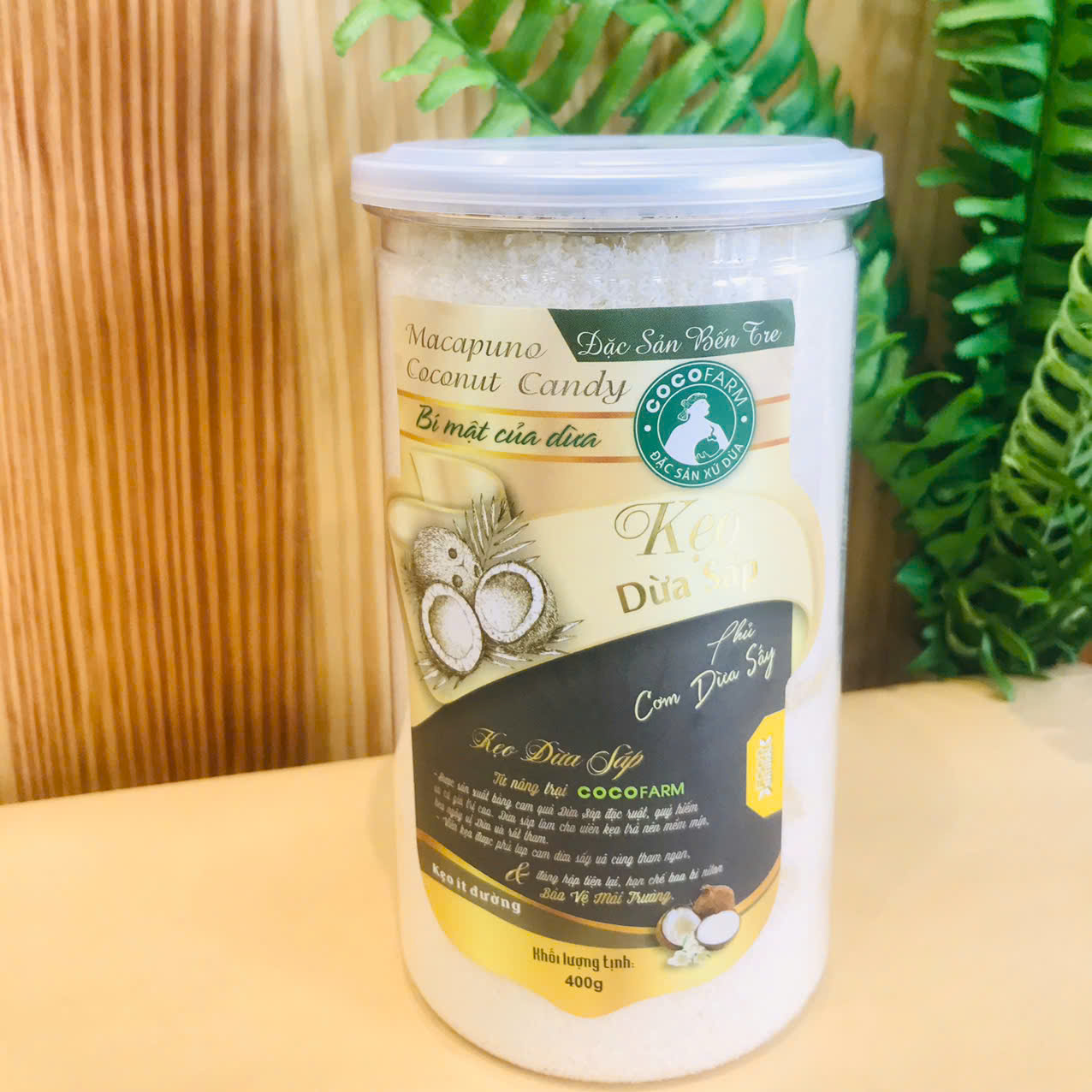 Kẹo dừa Sáp hoa tuyết vị nguyên chất 400g - cocofarm