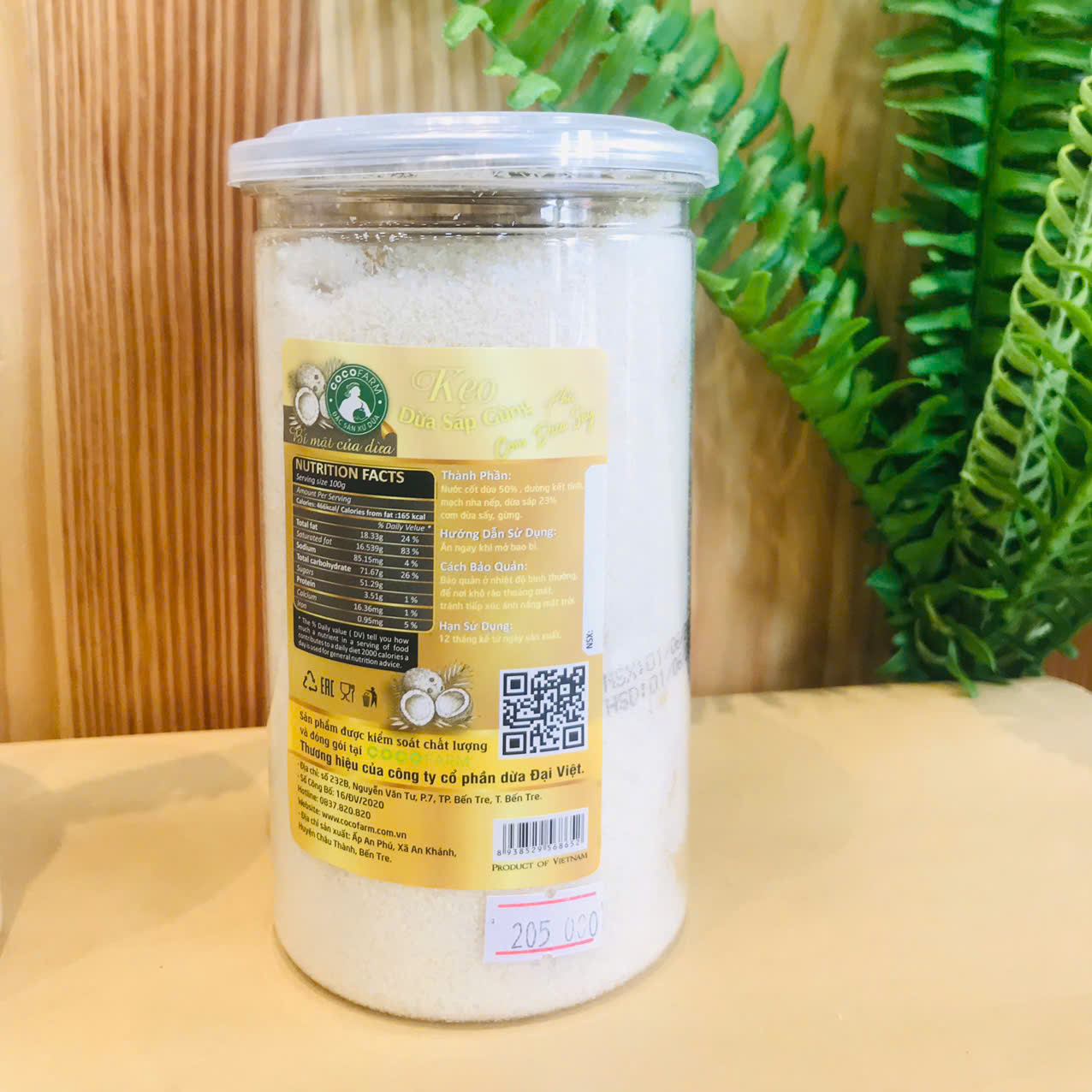 Kẹo dừa Sáp hoa tuyết vị gừng 400g - cocofarm
