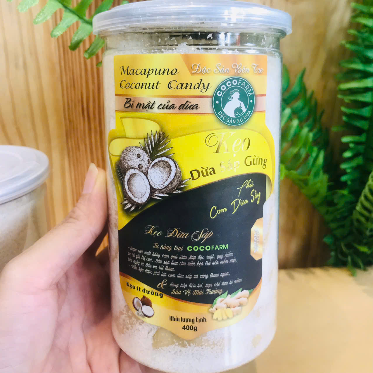 Kẹo dừa Sáp hoa tuyết vị gừng 400g - cocofarm