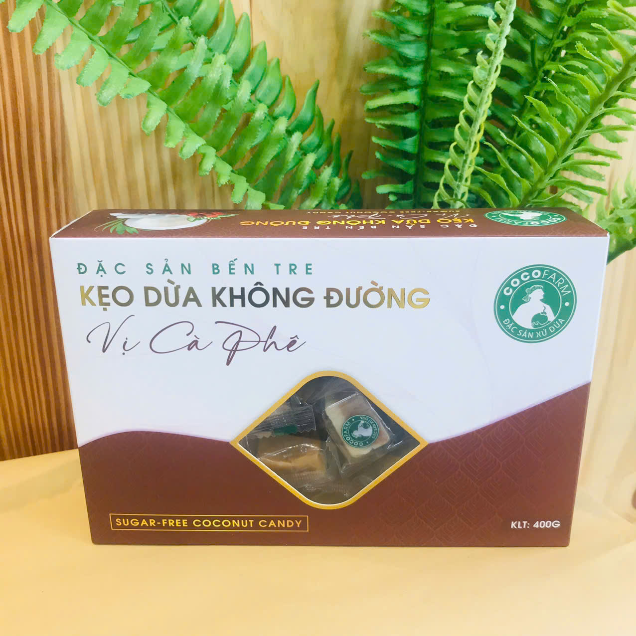 Kẹo dừa không đường vị cà phê 400g - cocofarm