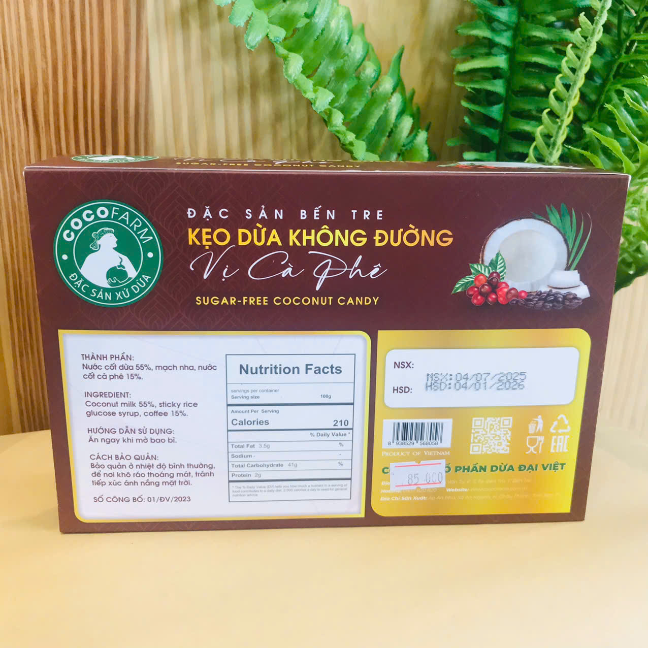 Kẹo dừa không đường vị cà phê 400g - cocofarm