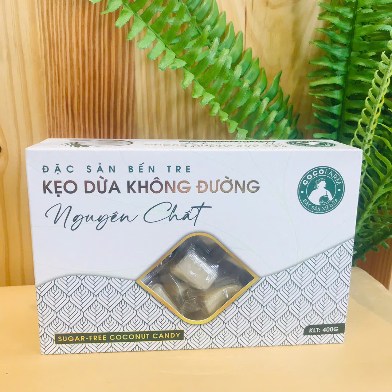 Kẹo dừa không đường vị nguyên chất 400g - cocofarm