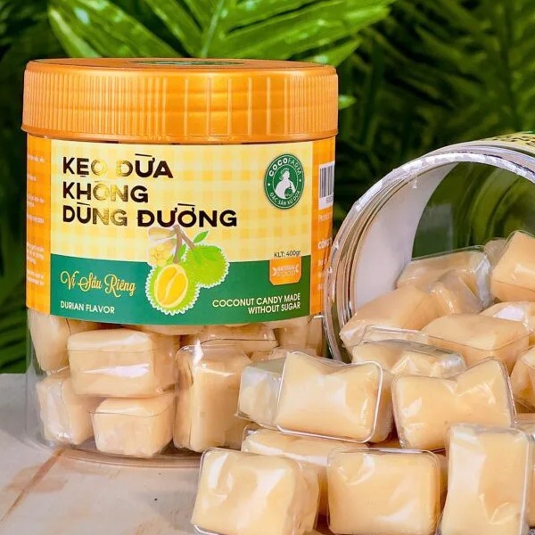 Kẹo dừa không đường sầu riêng 400gr - cocofarm