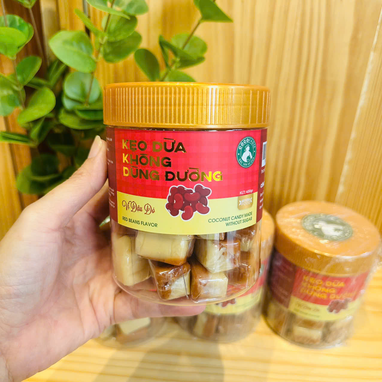 Kẹo dừa không đường đậu đỏ 400gr - cocofarm