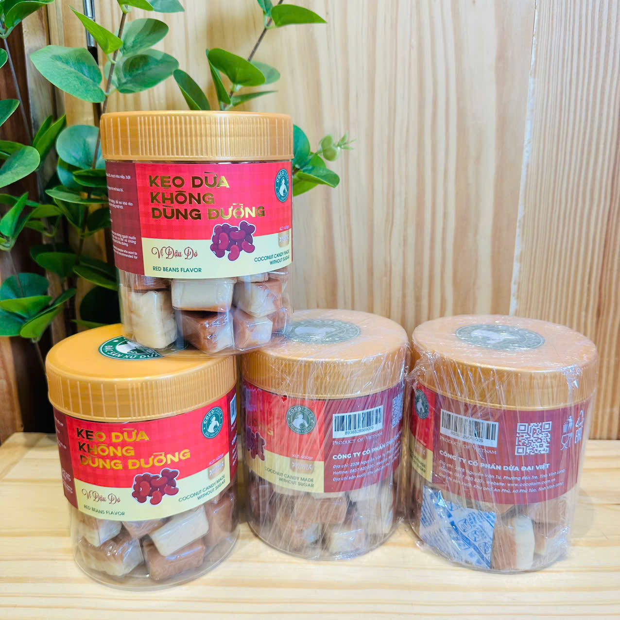 Kẹo dừa không đường đậu đỏ 400gr - cocofarm