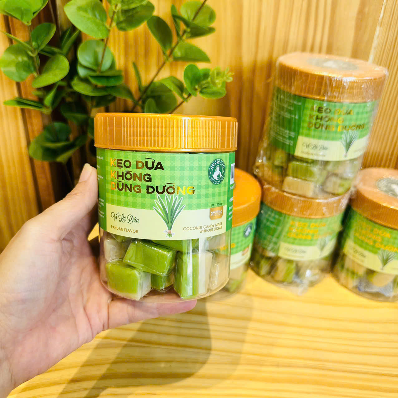 Kẹo dừa không đường lá dứa 400gr - cocofarm