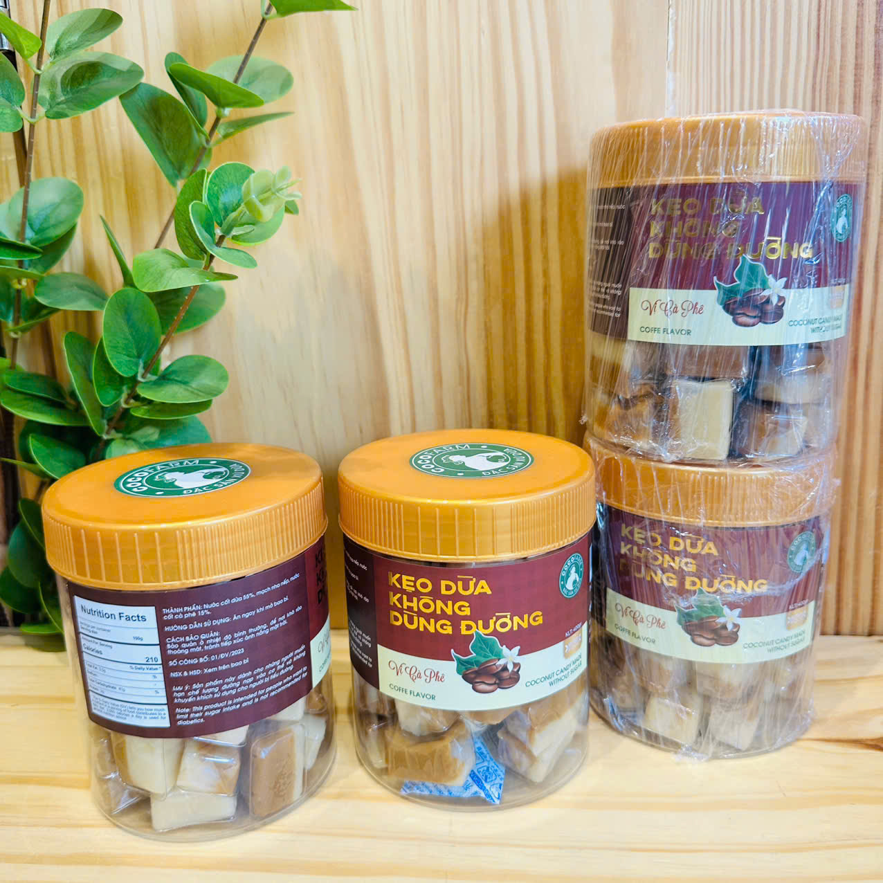 Kẹo dừa không đường cà phê 400gr - cocofarm