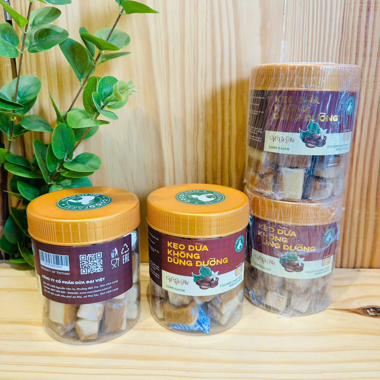 Kẹo dừa không đường cà phê 400gr - cocofarm