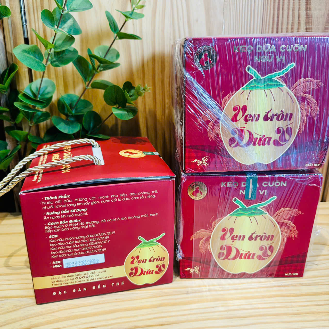 Kẹo dừa cuộn ngũ vị 1kg - cocofarm