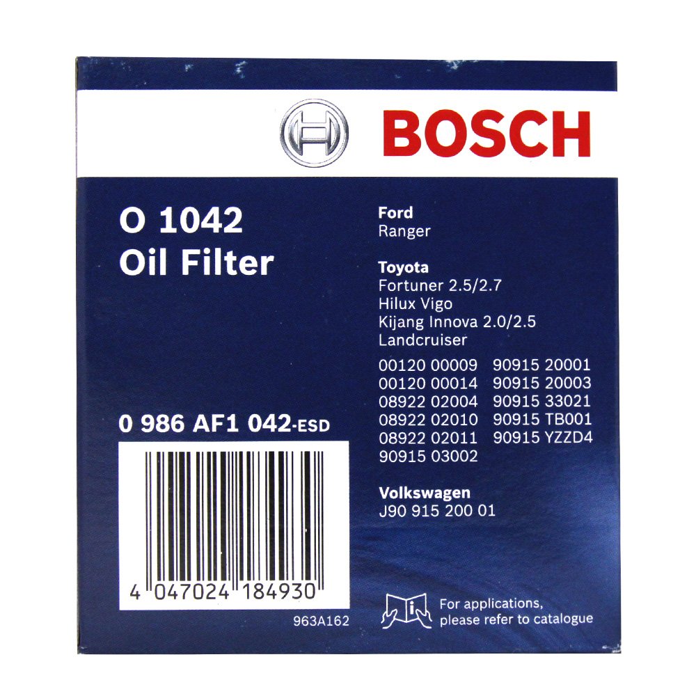 Lọc Dầu Nhớt BOSCH O1042 Cho Toyota Innova, Fortuner, Hilux
