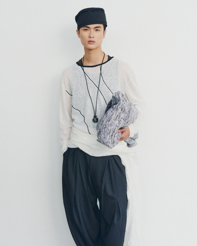 Valley Tote Bag Dệt Vân Trắng