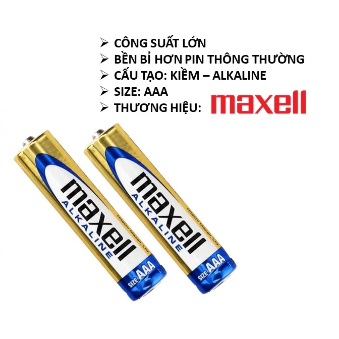 Pin Đũa AAA MAXELL Super Alkaline (LR03) Siêu Bền, Không Chảy Nước, Vỉ 2 Viên - Hàng Chính Hãng