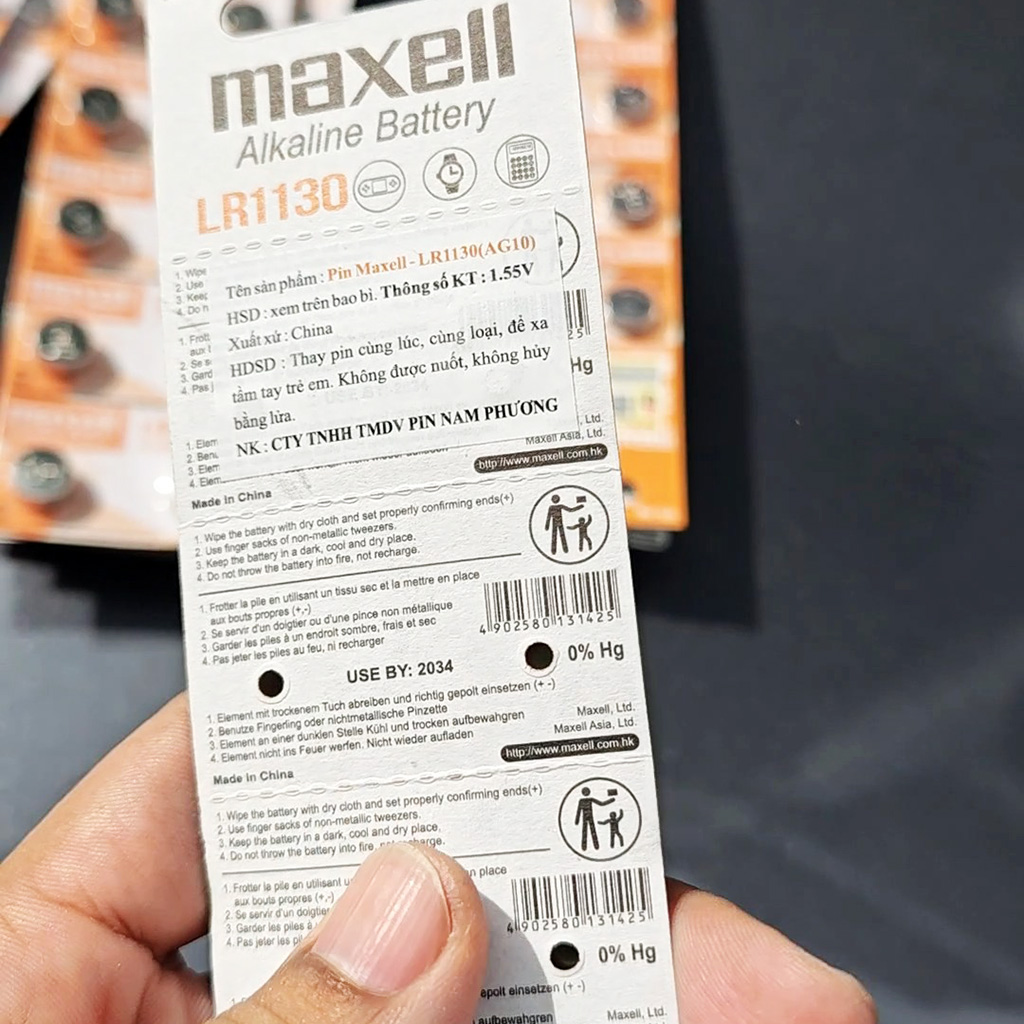 Pin Đồng Hồ Maxell LR41(AG3) Alkaline Cao Cấp 1.5V - Hàng Chính Hãng