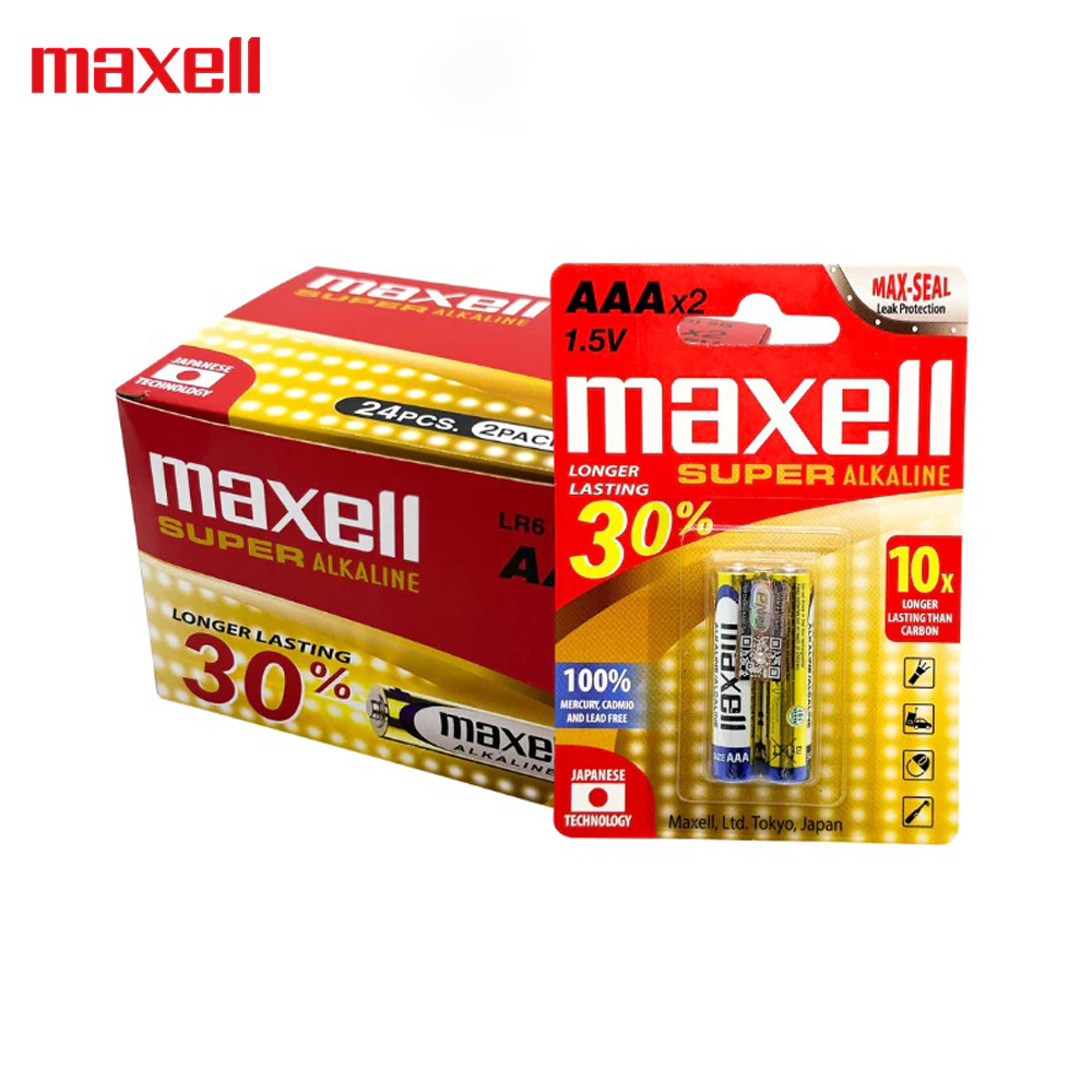Pin Đũa AAA MAXELL Super Alkaline (LR03) Siêu Bền, Không Chảy Nước, Vỉ 2 Viên - Hàng Chính Hãng