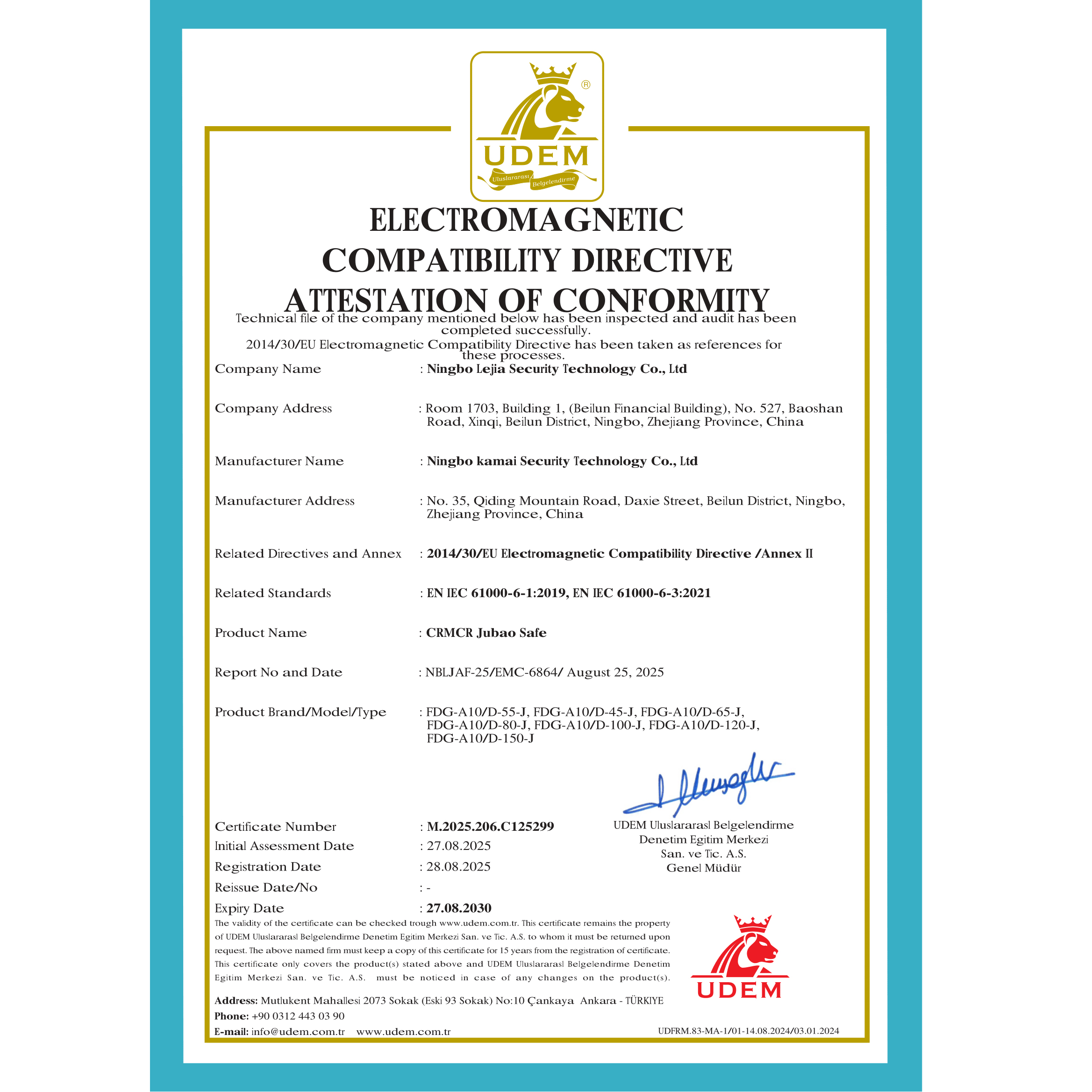 Chọn két sắt Xiaomi CRMCR – Yên tâm tuyệt đối với chứng chỉ EMC Châu Âu về an toàn điện tử