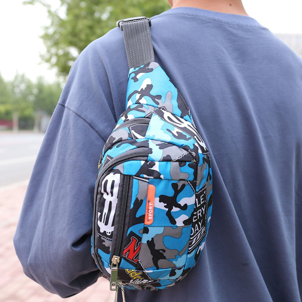 Túi đeo chéo rằn ri năng động cho nam nữ