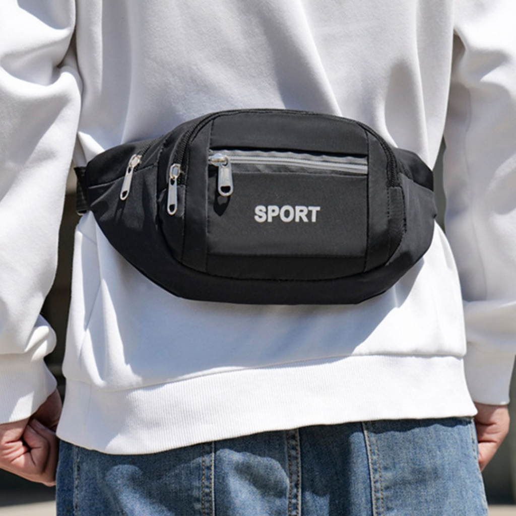 Túi đeo chéo sport đa năng có dải phản quang, túi đeo hông thời trang