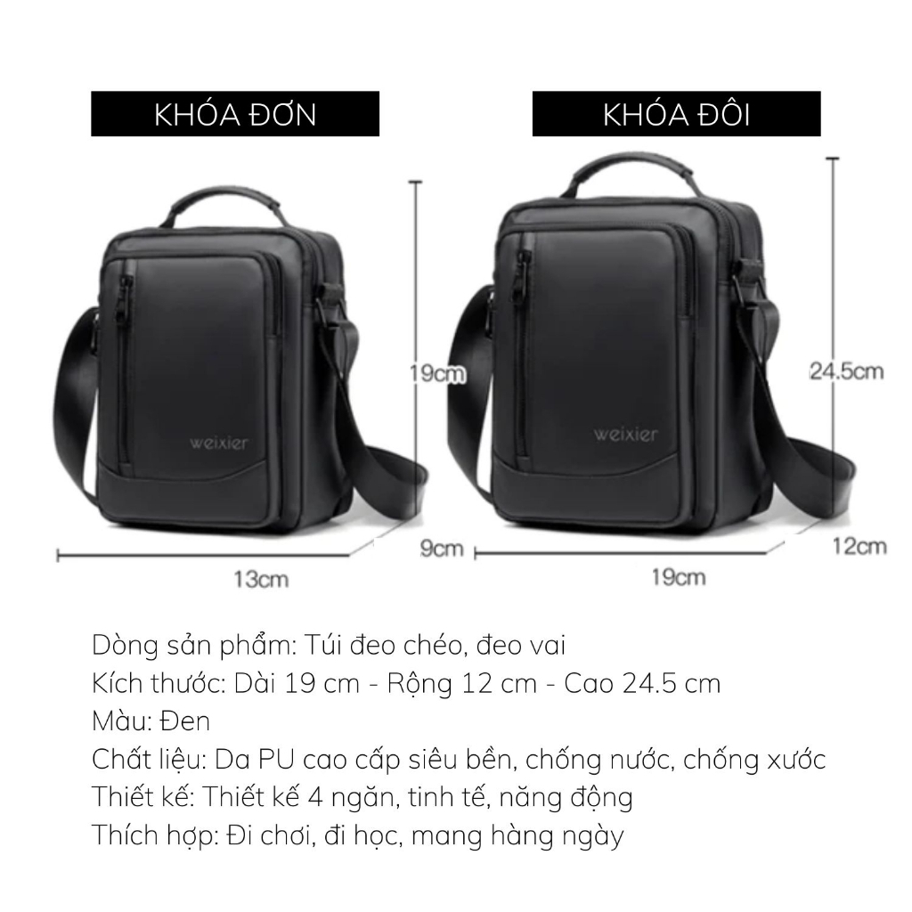 Túi Đeo Chéo WEIXIER D237 Thời Trang Cao Cấp Unisex Chống Nước