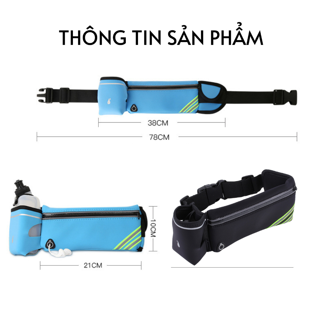 Túi đeo hông chạy bộ thể thao có ngăn đựng bình chai nước