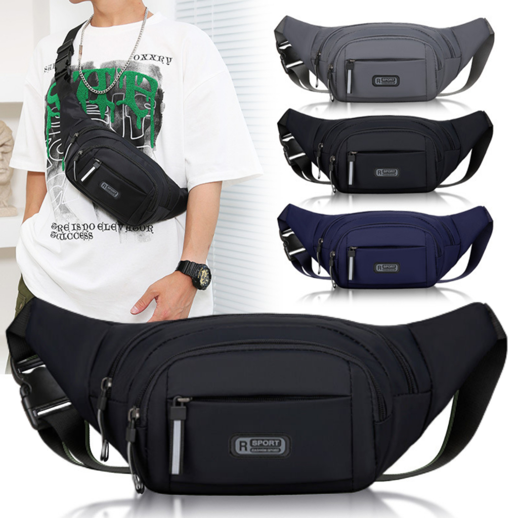 Túi đeo chéo nam in logo R cực chất, hạn chế thấm thước, sức chứa lớn