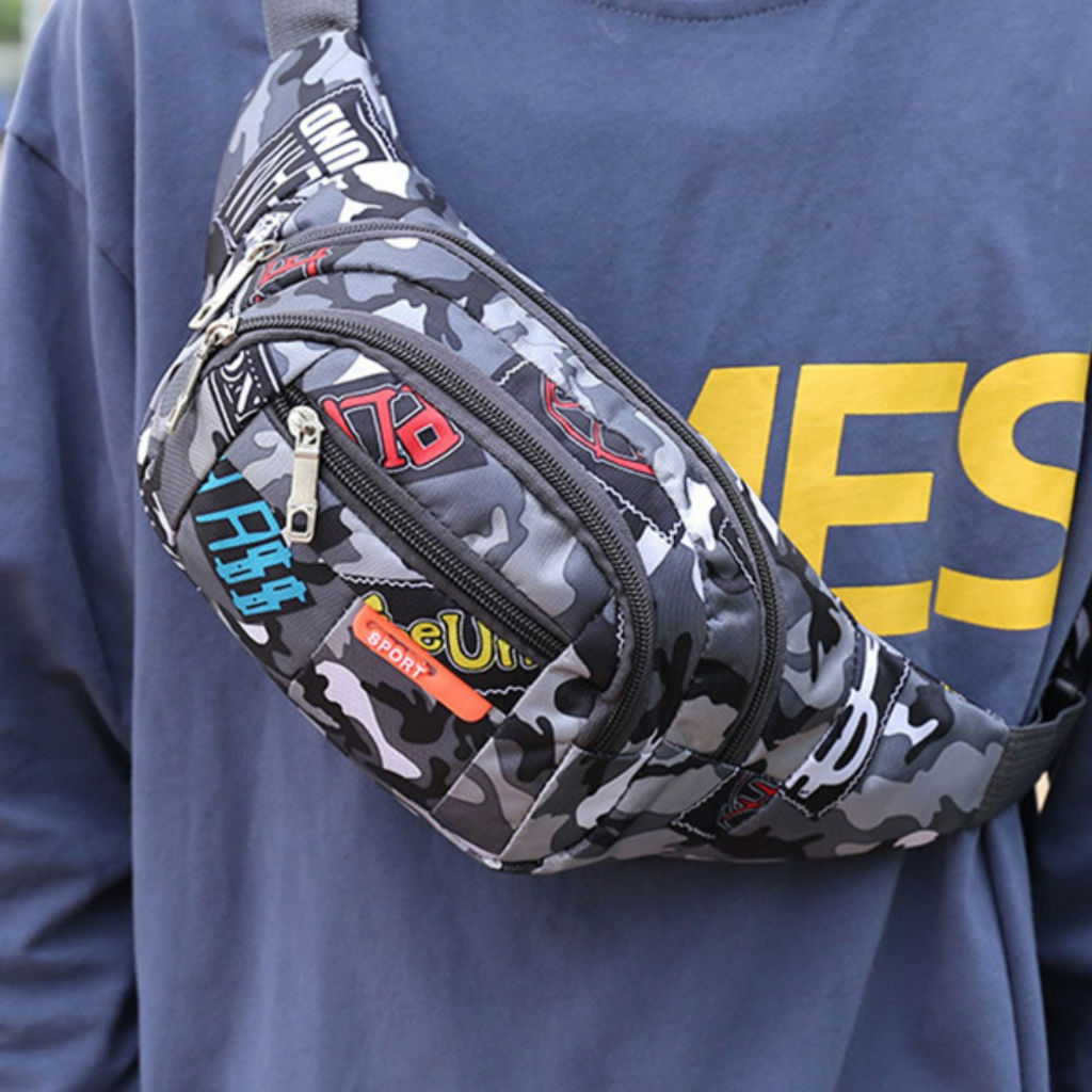 Túi đeo chéo rằn ri năng động cho nam nữ