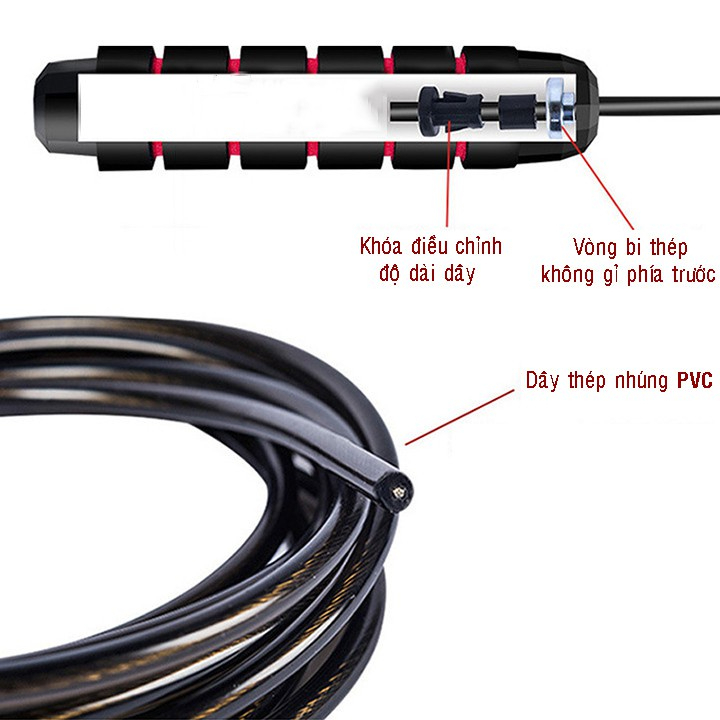 Bộ dây nhảy cá nhân lõi cáp cao cấp tập thể dục tùy chỉnh độ dài