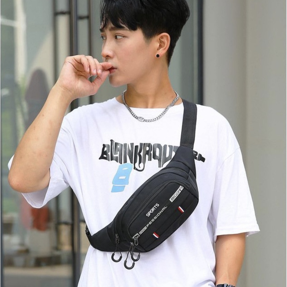 Túi Đeo Hông Nam Nữ, Thiết Kế 4 Ngăn Chất Liệu Vải Oxford