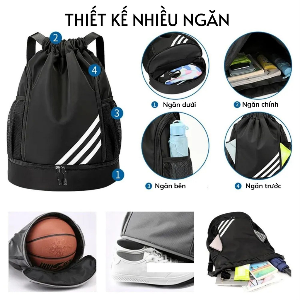 Balo thể thao đa năng, dây rút tiện lợi, chống thấm nước