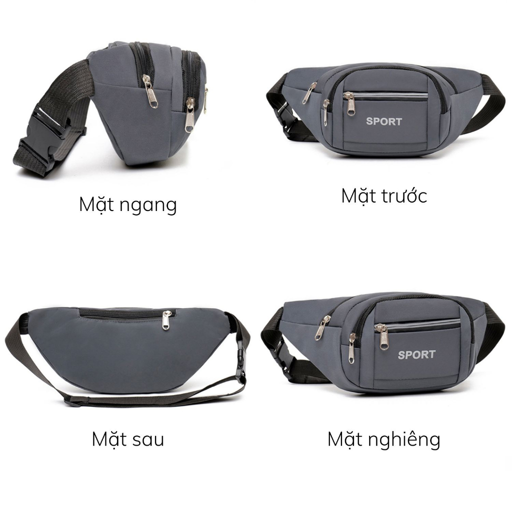 Túi đeo chéo sport đa năng có dải phản quang, túi đeo hông thời trang