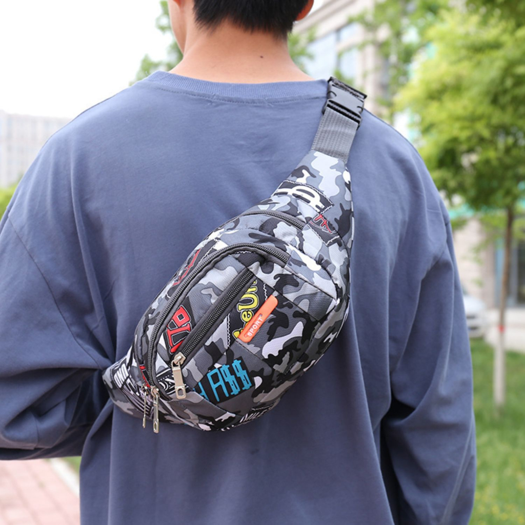 Túi đeo chéo rằn ri năng động cho nam nữ