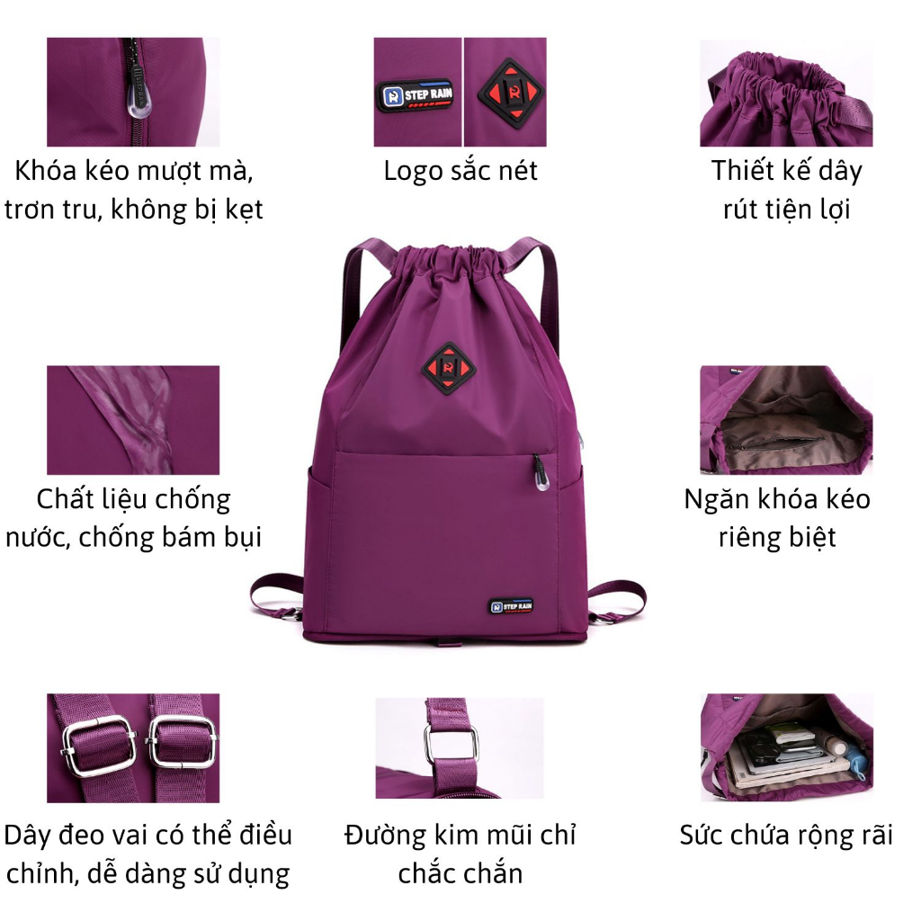 Ba Lô Dây Rút Gấp Gọn Chống Thấm Đa Năng STEPRAIN