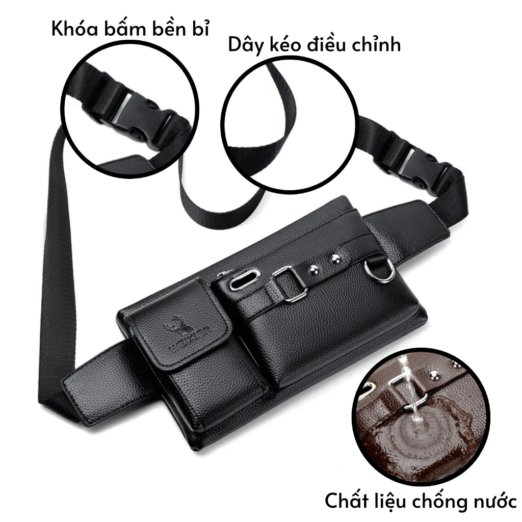 Túi da trơn đeo chéo nam WEIXIER 8117