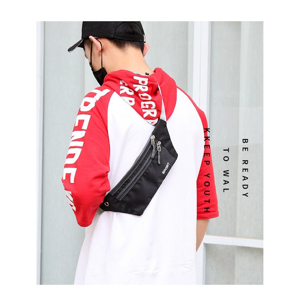 Túi vải đeo chéo , đeo hông nam nữ chống nước có 3 ngăn