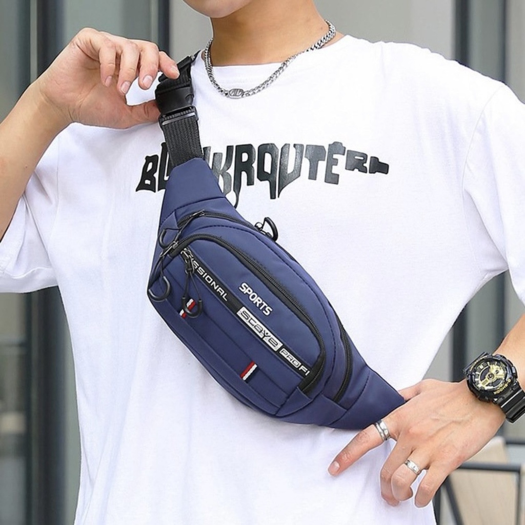 Túi Đeo Hông Nam Nữ, Thiết Kế 4 Ngăn Chất Liệu Vải Oxford