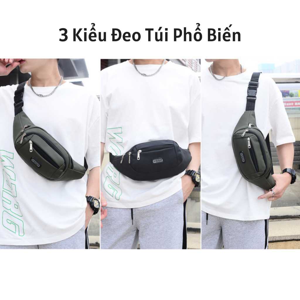 Túi đeo chéo nam in logo R cực chất, hạn chế thấm thước, sức chứa lớn