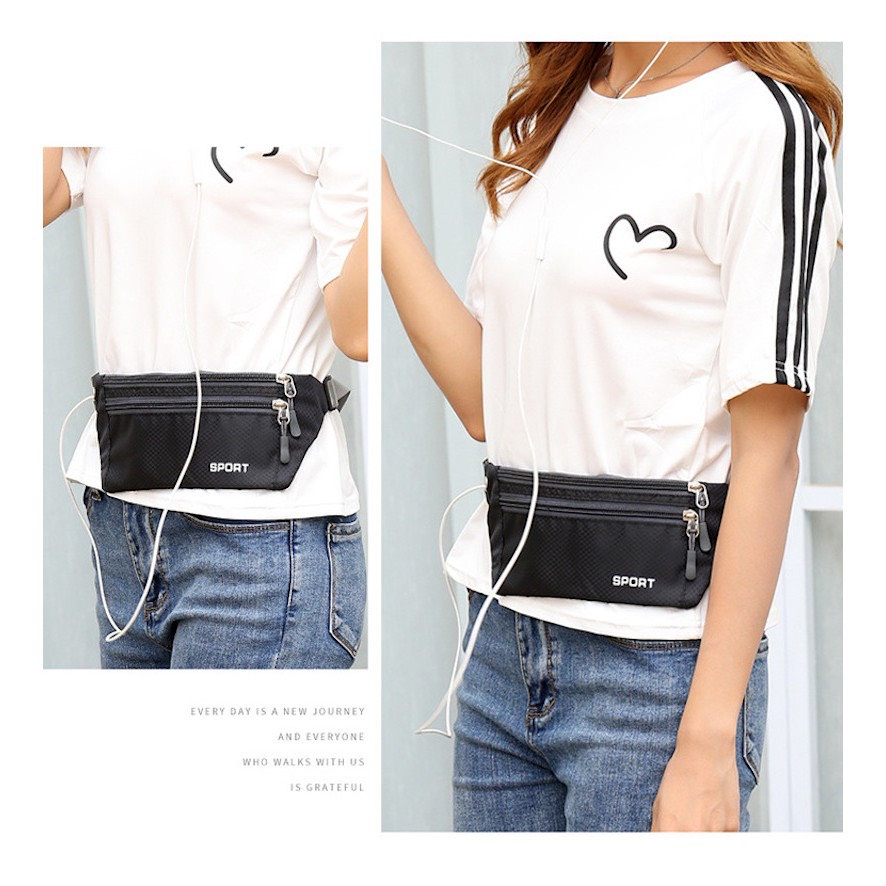 Túi vải đeo chéo , đeo hông nam nữ chống nước có 3 ngăn
