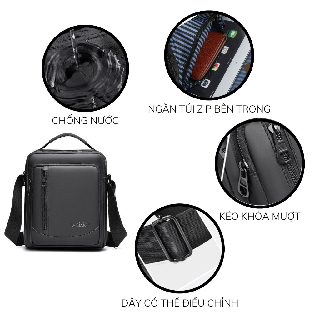 Túi Đeo Chéo WEIXIER D237 Thời Trang Cao Cấp Unisex Chống Nước
