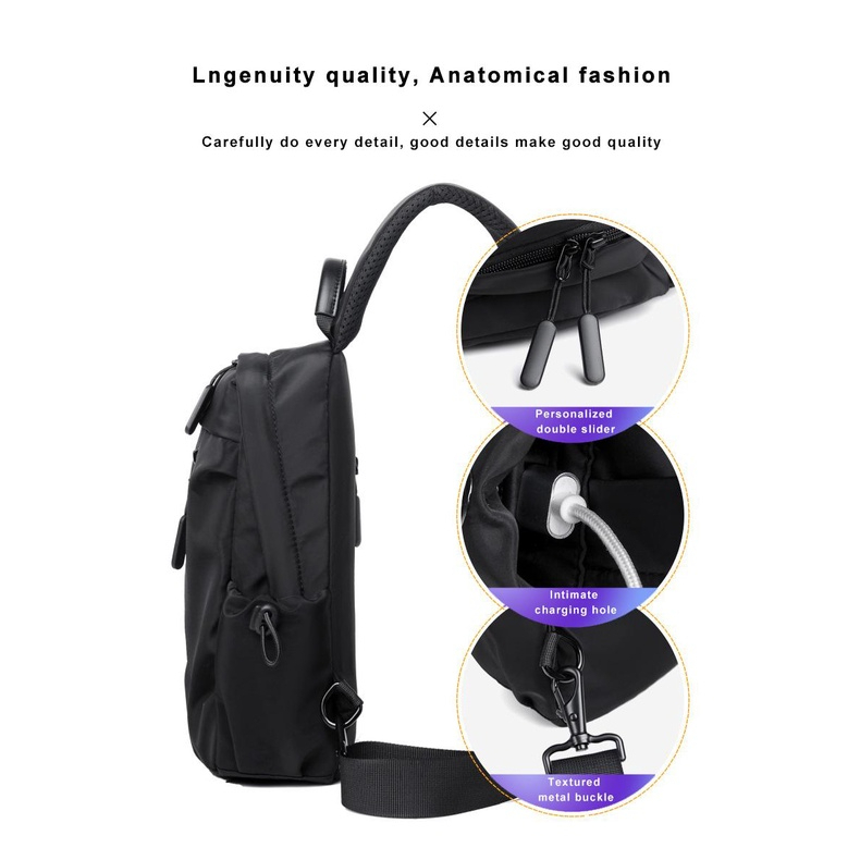 Túi Đeo Chéo Nam Chống Nước Thể Thao Có Cổng Sạc USB