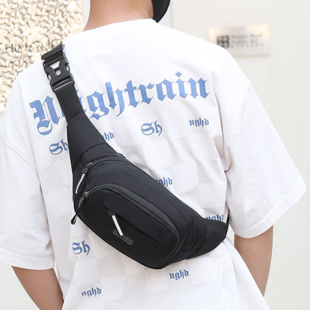 Túi đeo chéo nam in logo R cực chất, hạn chế thấm thước, sức chứa lớn