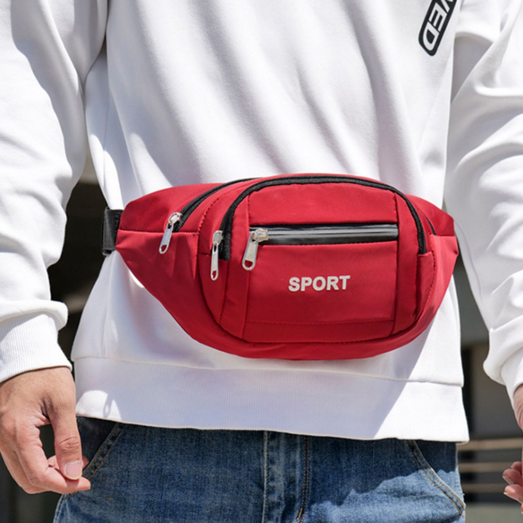 Túi đeo chéo sport đa năng có dải phản quang, túi đeo hông thời trang