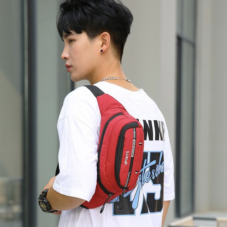 Túi Đeo Hông Nam Nữ, Thiết Kế 4 Ngăn Chất Liệu Vải Oxford