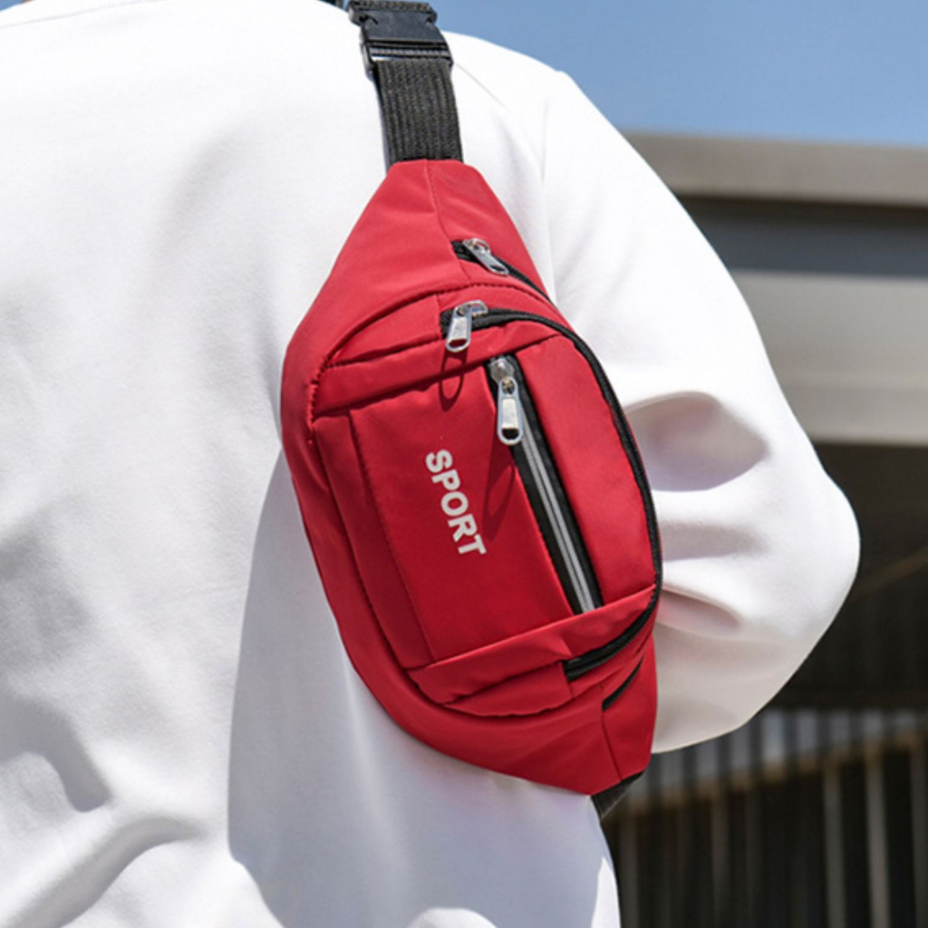 Túi đeo chéo sport đa năng có dải phản quang, túi đeo hông thời trang
