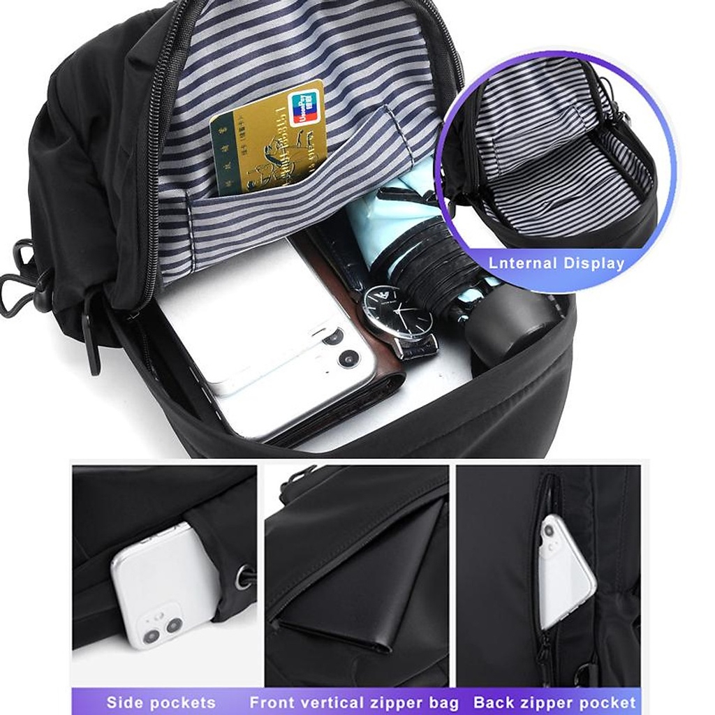 Túi Đeo Chéo Nam Chống Nước Thể Thao Có Cổng Sạc USB