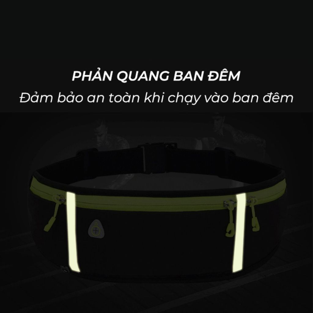 Đai chạy bộ phản quang, khóa kéo đôi, đựng điện thoại, chống thấm nước